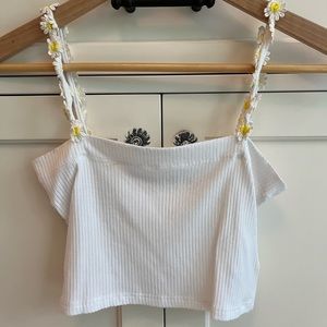 LF sunflower strap cropped tank